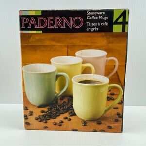 Paderno Pastel Stoneware Coffee Mugs Set of 4 in Box - 12 ounce